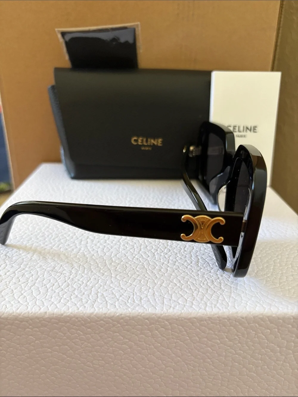 Celine Black Square Oversized Sunglasses with Dark Lenses